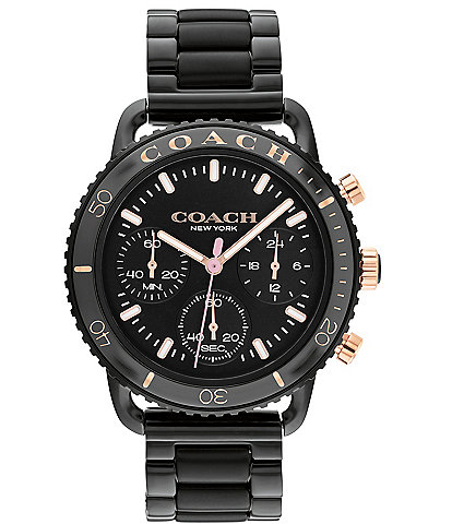 COACH Women's Cruiser Quartz Chronograph Black Stainless Steel Bracelet Watch