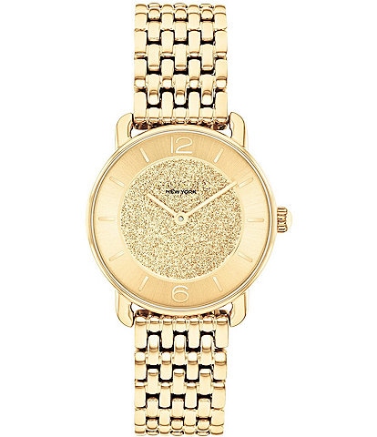 COACH Women's Elliot Quartz Analog Gold Tone Stainless Steel Glitter Dial Bracelet Watch