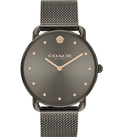 COACH Women's Elliot Quartz Analog Grey Mesh Bracelet Watch