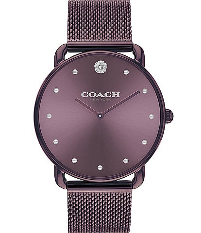 COACH Women's Elliot Quartz Analog Purple Mesh Bracelet Watch
