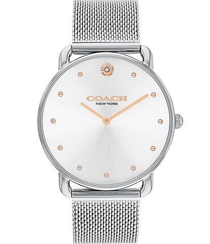COACH Women's Elliot Quartz Analog Silver Mesh Bracelet Watch