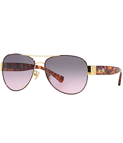 COACH Women's HC7059 58mm Violet Tortoise Aviator Sunglasses