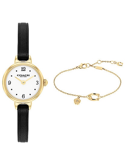 COACH Women's Iris Quartz Analog Leather Strap Watch Set