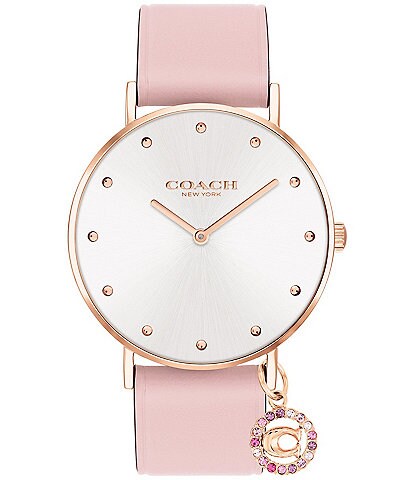 COACH Women's Perry Blush Leather Strap Watch