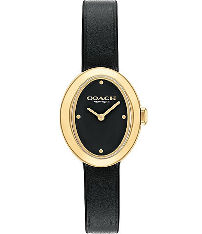 COACH Women's Sammy Quartz Analog Black Leather Strap Watch