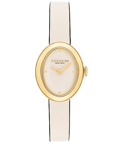 COACH Women's Sammy Quartz Analog Chalk Leather Strap Watch