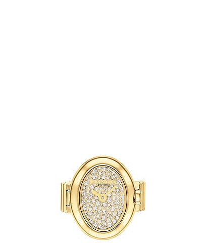 COACH Women's Sammy Quartz Analog Gold Tone Crystal Stainless Steel Ring Watch
