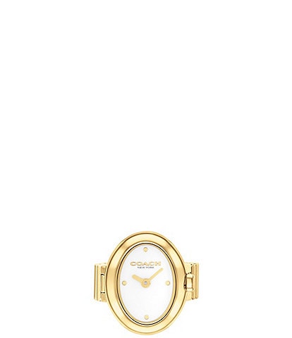 COACH Women's Sammy Quartz Analog Gold Tone Stainless Steel Ring Watch