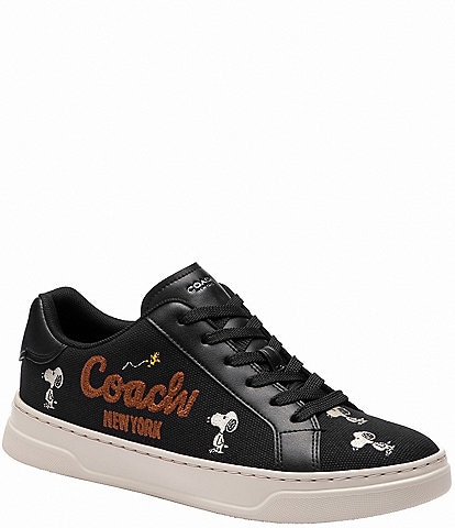 COACH x Peanuts High Line Snoopy Print Canvas and Leather Sneakers