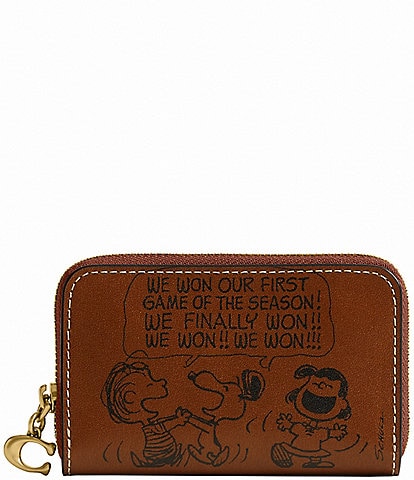 COACH x Peanuts Small Zip Around Card Case with Newspaper Print