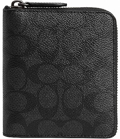 COACH Zip Around Signature Canvas Coin Wallet