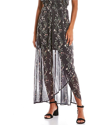 Coco + Jaimeson Mid Rise Coordinating Floral Print Maxi Wrap Skirt