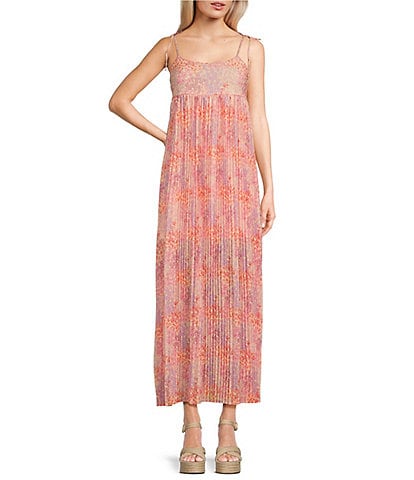 Coco + Jaimeson Printed Sunburst Pleated Maxi Dress