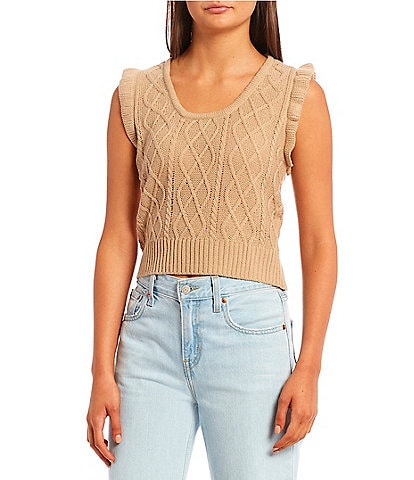Coco + Jaimeson Sleeveless Scoop Neck Cable Knit Sweater Vest