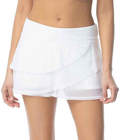 Coco Reef Classic Solids Mesh Layered Swim Skort