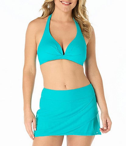 Coco Reef Solid Assure Halter Bra Size Underwire Swim Top & Classic Solids Mesh Layered Swim Skort