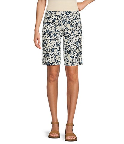 Code Bleu Chelsea 5 Pocket High Rise Floral Denim Bermuda Shorts