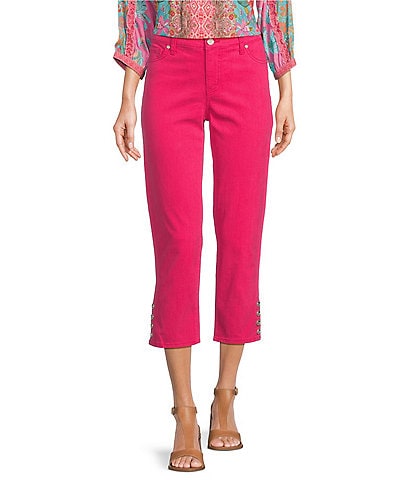 Cos Jeans Women's DENIM Capri Pants W/COPPER GLITTER & SEQUINS size 10
