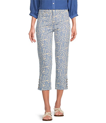 Slim Factor by Investments Ponte Knit No-Waist Printed Ankle Pants