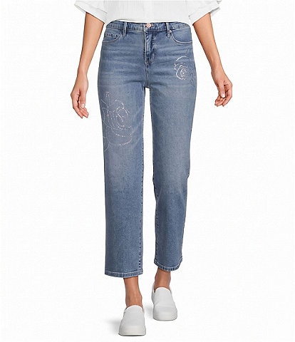 Code Bleu Denim High Rise Straight Leg Ankle Jeans