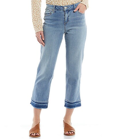 Code Bleu High Rise Stacked Release Hem Straight Leg Ankle Jeans