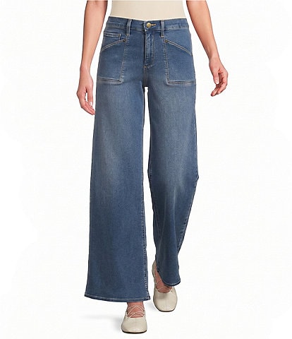 Code Bleu High-Rise Wide Leg Patch Pocket Jean