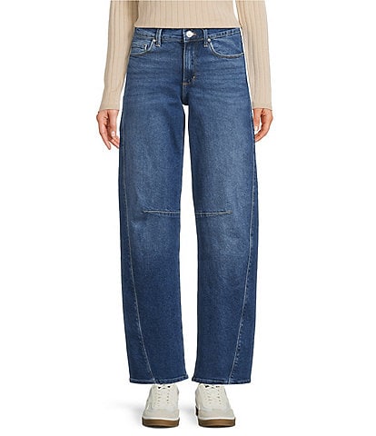 Code Bleu Petite Size High Rise Cropped Barrel Leg Jeans