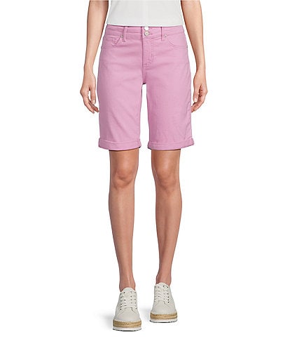 Code Bleu Petite Size Soho Stretch Denim Roll Cuff Hem Bermuda Shorts