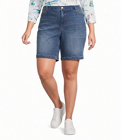 Code Bleu Plus Size Chelsea High Rise Denim Bermuda Shorts