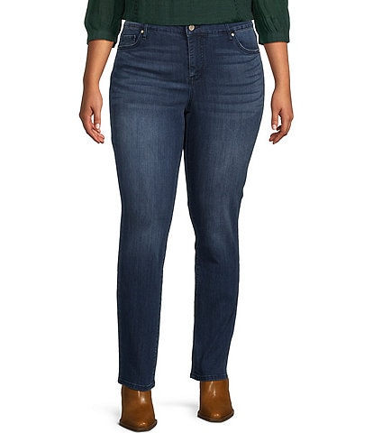 Code Bleu Plus Size Chelsea High Rise Denim Wash Straight Leg Jeans