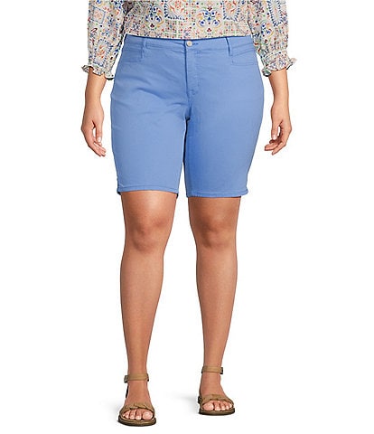 Code Bleu Plus Size Stretch Denim High-Rise Slim Fit Bermuda Jean Shorts