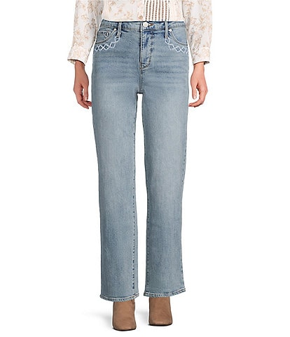 Code Bleu Stretch Denim High Rise Straight Leg Ankle Length Jeans