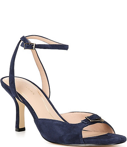 Cole Haan Annalise Suede Ankle Strap Buckled Dress Sandals