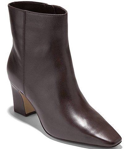 Cole Haan Blanche Snip Toe Block Heel Leather Booties