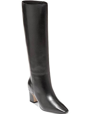 Cole Haan Blanche Tall Leather Block Heel Boots