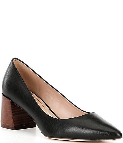 Cole Haan Cassandra Leather Stacked Block Heel Pumps