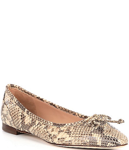 Cole Haan Chlea Snake Print Leather Ballet Bow Flats