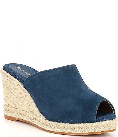 Cole Haan Cloudfeel Southcrest Suede Espadrille Wedge Mules