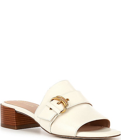 Cole Haan Crosby Leather Buckle Detail Slide Sandals