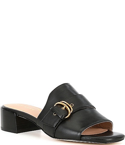 Cole Haan Crosby Leather Buckle Detail Slide Sandals