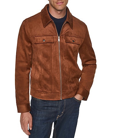 Cole Haan Faux Suede Trucker Jacket