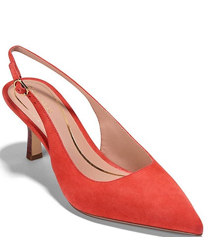 Cole Haan Hansell Suede Slingback Stack Heel Pumps