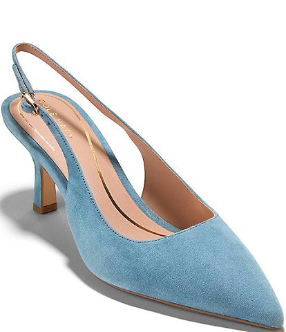 Cole Haan Hansell Suede Slingback Stack Heel Pumps