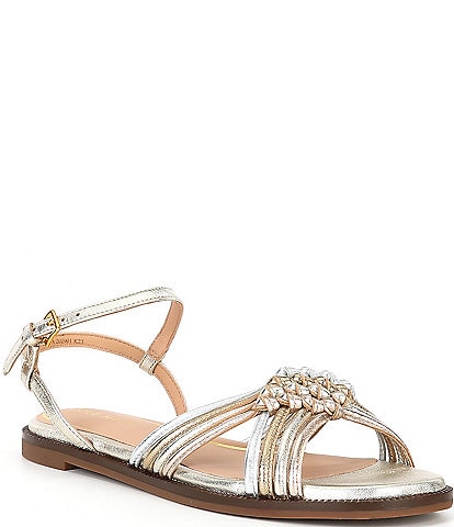 Cole Haan Jinty Knot Metallic Leather Sandals
