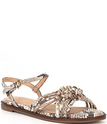 Cole Haan Jinty Knot Snake Embossed Leather Sandals