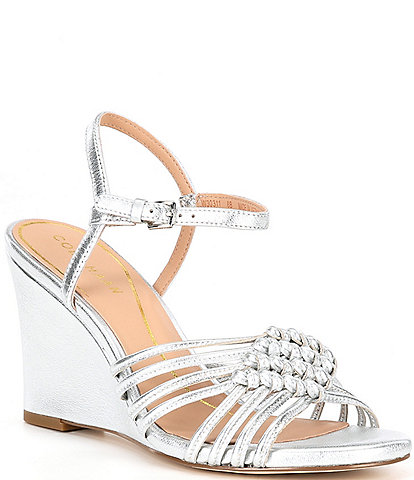 Cole Haan Jitney Metallic Leather Knot Wedge Sandals