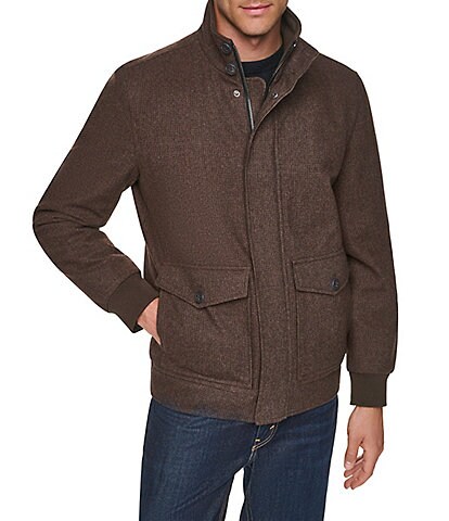Cole Haan Long Sleeve Wool Blend Bomber Jacket
