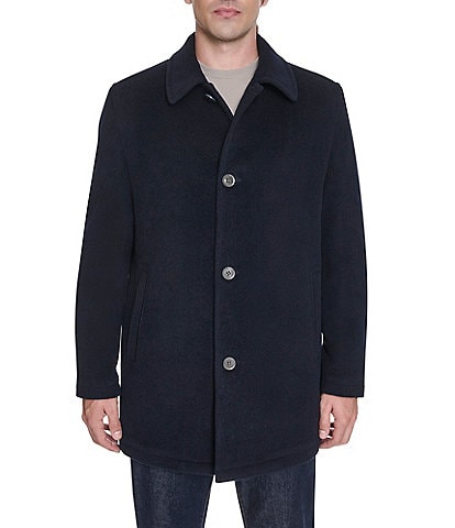 Cole Haan Wool Blend Collared Plush Car Coat