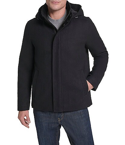 Cole Haan Melon Wool Blend Hooded Duffel Coat