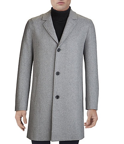 Cole Haan Melton Stand-Collar Button Front Wool-Blend Coat
